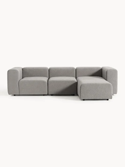 Sofás Rinconeras|Sofás>Westwing Collection Sofá modular en tejido bouclé con reposapiés izquierdo/derecho Lena (4 plazas) Bouclé gris