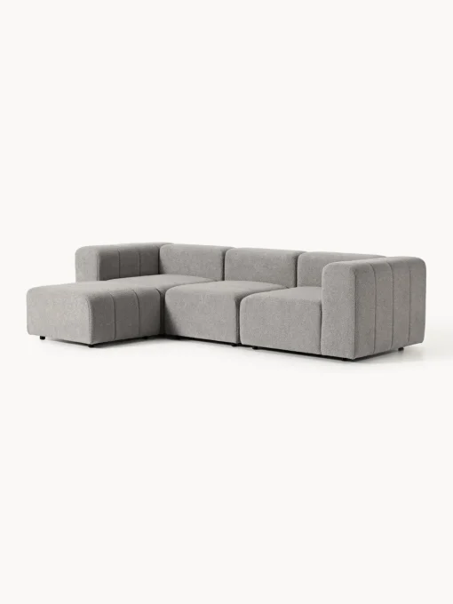 Sofás Rinconeras|Sofás>Westwing Collection Sofá modular en tejido bouclé con reposapiés izquierdo/derecho Lena (4 plazas) Bouclé gris