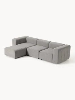 Sofás Rinconeras|Sofás></noscript>Westwing Collection Sofá modular en tejido bouclé con reposapiés izquierdo/derecho Lena (4 plazas) Bouclé gris