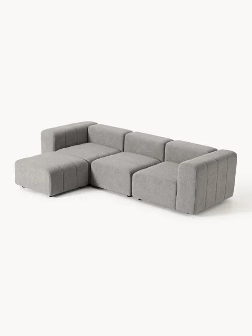 Sofás Rinconeras|Sofás>Westwing Collection Sofá modular en tejido bouclé con reposapiés izquierdo/derecho Lena (4 plazas) Bouclé gris