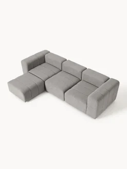 Sofás Rinconeras|Sofás></noscript>Westwing Collection Sofá modular en tejido bouclé con reposapiés izquierdo/derecho Lena (4 plazas) Bouclé gris