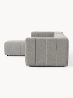 Sofás Rinconeras|Sofás></noscript>Westwing Collection Sofá modular en tejido bouclé con reposapiés izquierdo/derecho Lena (4 plazas) Bouclé gris