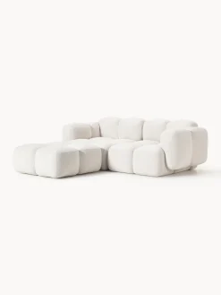 Sofás Rinconeras|Sofás></noscript>Westwing Collection Sofá modular en tejido bouclé con reposapiés Tayla (3 plazas) Bouclé blanco Off White