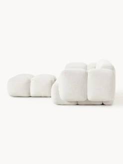 Sofás Rinconeras|Sofás></noscript>Westwing Collection Sofá modular en tejido bouclé con reposapiés Tayla (3 plazas) Bouclé blanco Off White