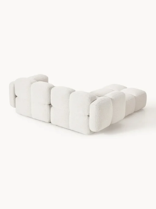 Sofás Rinconeras|Sofás>Westwing Collection Sofá modular en tejido bouclé con reposapiés Tayla (3 plazas) Bouclé blanco Off White