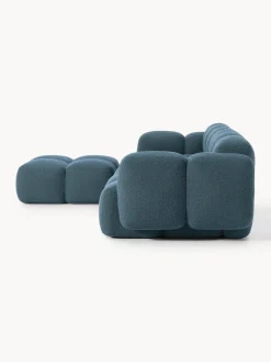 Sofás Rinconeras|Sofás></noscript>Westwing Collection Sofá modular en tejido bouclé con reposapiés Tayla (4 plazas) Bouclé gris azulado