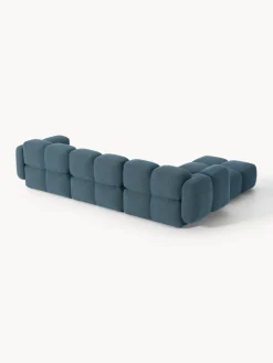 Sofás Rinconeras|Sofás></noscript>Westwing Collection Sofá modular en tejido bouclé con reposapiés Tayla (4 plazas) Bouclé gris azulado