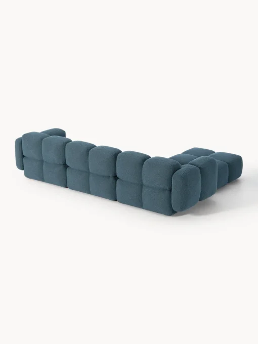 Sofás Rinconeras|Sofás>Westwing Collection Sofá modular en tejido bouclé con reposapiés Tayla (4 plazas) Bouclé gris azulado