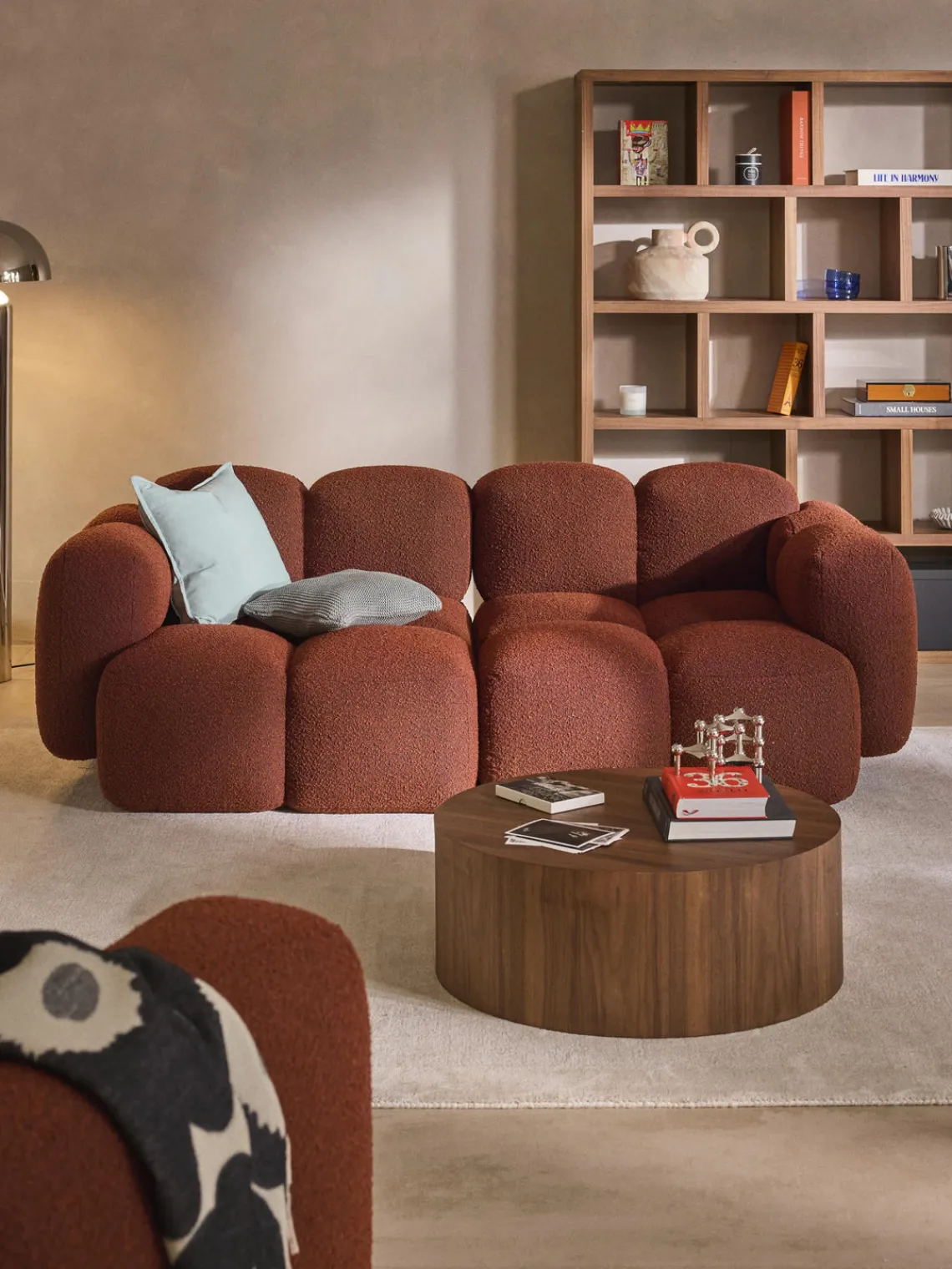 Sofás 3 Plazas|Sofás>Westwing Collection Sofá modular en tejido bouclé Tayla (3 plazas) Bouclé terracota