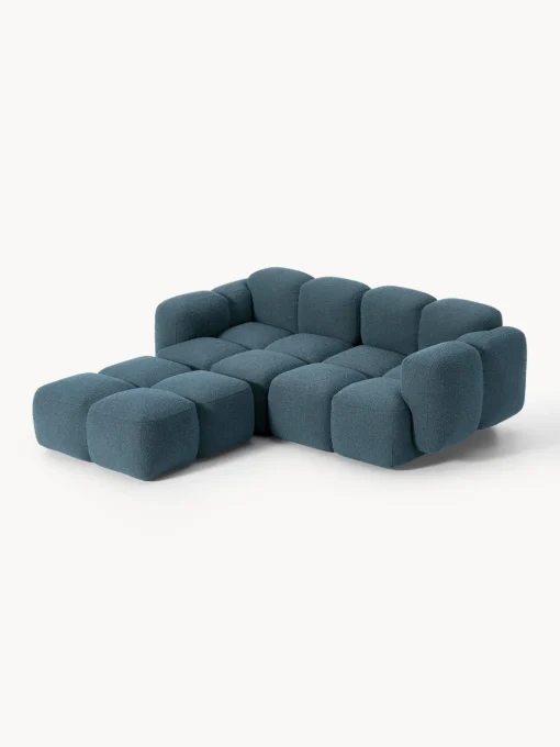 Sofá modular en tejido bouclé con reposapiés Tayla (3 plazas) Sofás Rinconeras|Sofás