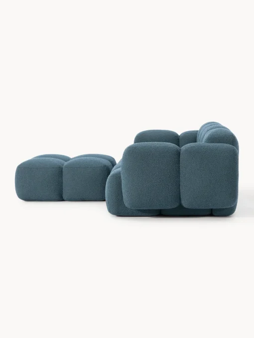Sofá modular en tejido bouclé con reposapiés Tayla (3 plazas) Sofás Rinconeras|Sofás