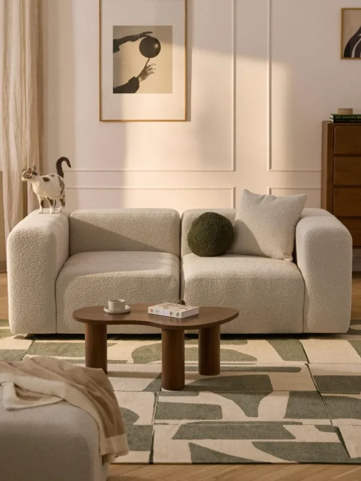 Sofás 3 Plazas|Sofás>Westwing Collection Sofá modular en tejido bouclé Lena (3 plazas) Bouclé beige