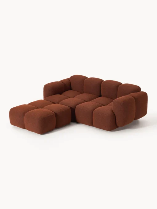 Sofá modular en tejido bouclé con reposapiés Tayla (3 plazas) Sofás Rinconeras|Sofás