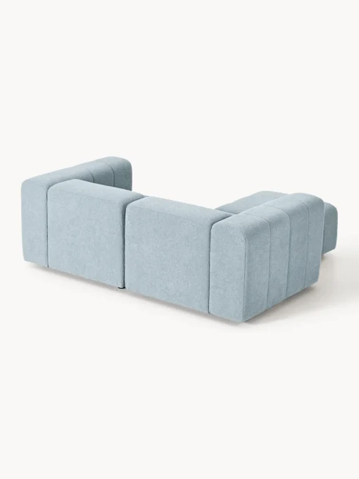 Sofás Rinconeras|Sofás>Westwing Collection Sofá modular en tejido bouclé Lena (3 plazas), con reposapiés Bouclé azul claro