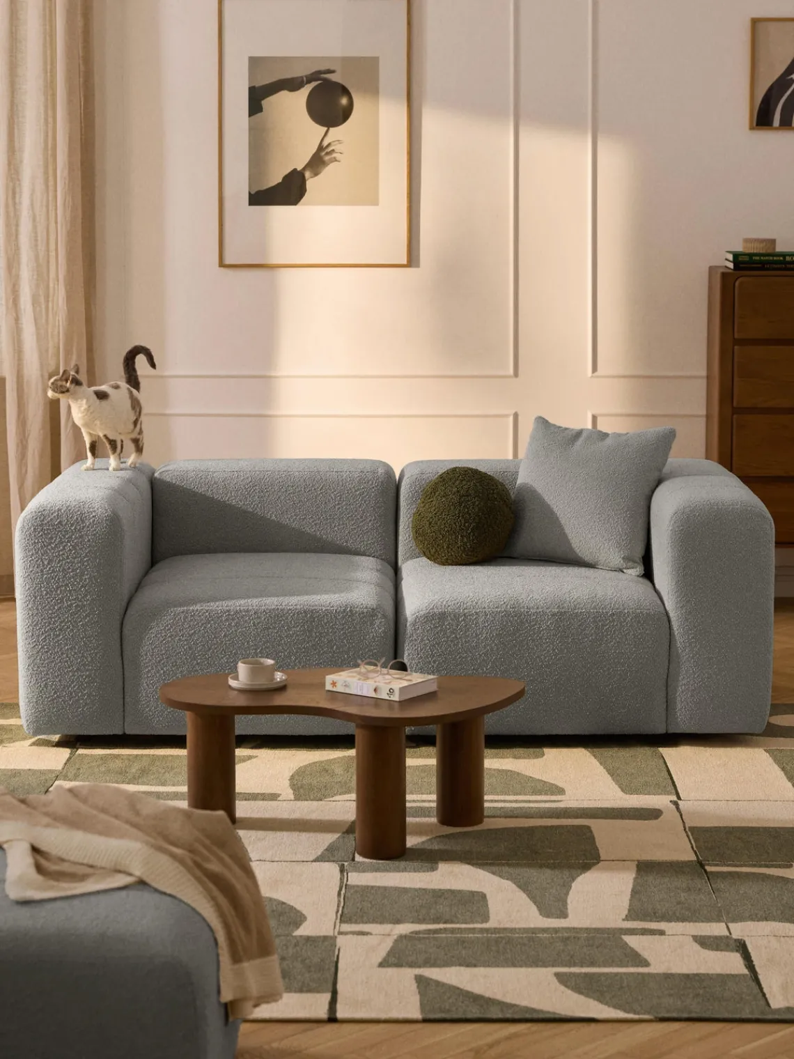 Discount Sofá modular en tejido bouclé Lena (3 plazas) Sofás 3 Plazas|Sofás