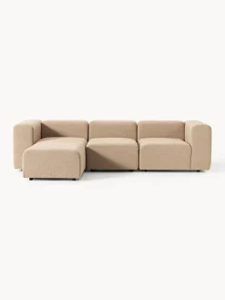 Sofá modular en tejido bouclé con reposapiés izquierdo/derecho Lena (4 plazas) Sofás Rinconeras|Sofás