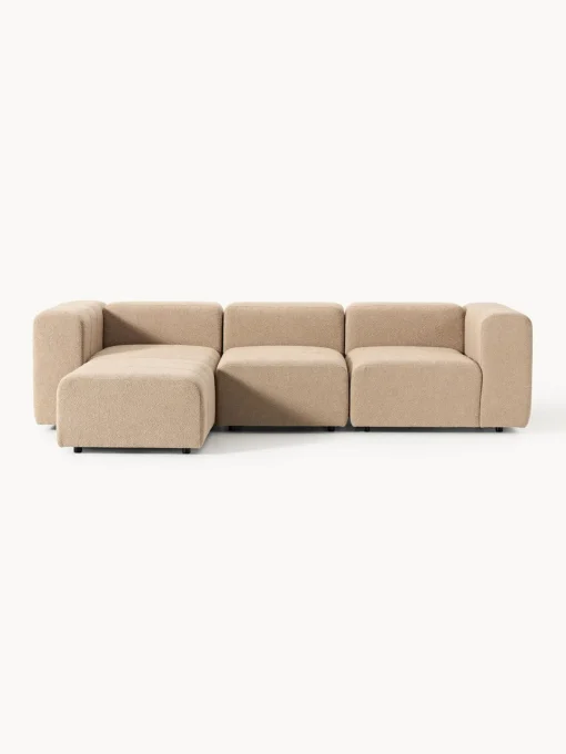 Sofá modular en tejido bouclé con reposapiés izquierdo/derecho Lena (4 plazas) Sofás Rinconeras|Sofás