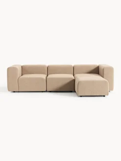 Sofá modular en tejido bouclé con reposapiés izquierdo/derecho Lena (4 plazas) Sofás Rinconeras|Sofás