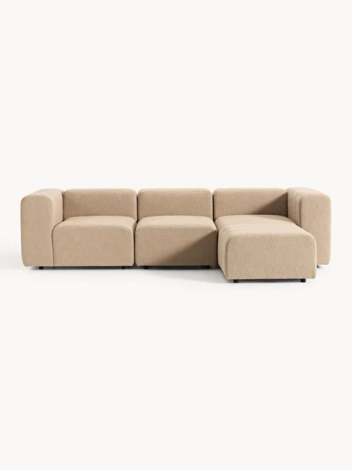 Sofá modular en tejido bouclé con reposapiés izquierdo/derecho Lena (4 plazas) Sofás Rinconeras|Sofás