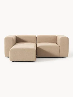 Sofás Rinconeras|Sofás>Westwing Collection Sofá modular en tejido bouclé con reposapiés izquierdo/derecho Lena (3 plazas) Bouclé beige