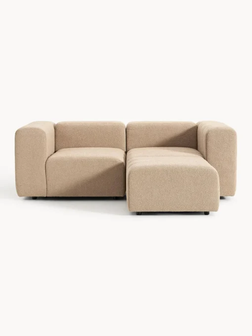 Sofás Rinconeras|Sofás>Westwing Collection Sofá modular en tejido bouclé con reposapiés izquierdo/derecho Lena (3 plazas) Bouclé beige