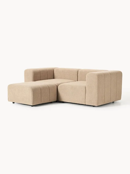 Sofás Rinconeras|Sofás>Westwing Collection Sofá modular en tejido bouclé con reposapiés izquierdo/derecho Lena (3 plazas) Bouclé beige