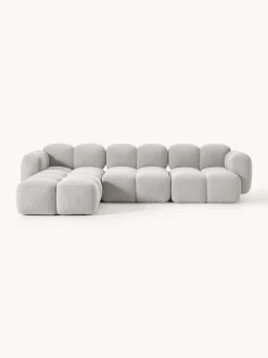 Clearance Sofá modular en tejido bouclé con reposapiés Tayla (4 plazas) Sofás Rinconeras|Sofás