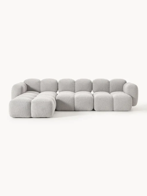Clearance Sofá modular en tejido bouclé con reposapiés Tayla (4 plazas) Sofás Rinconeras|Sofás