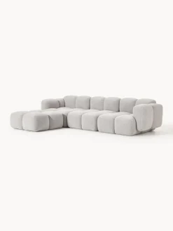 Clearance Sofá modular en tejido bouclé con reposapiés Tayla (4 plazas) Sofás Rinconeras|Sofás