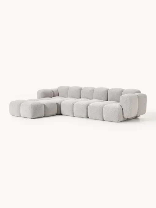 Clearance Sofá modular en tejido bouclé con reposapiés Tayla (4 plazas) Sofás Rinconeras|Sofás