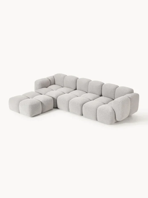Clearance Sofá modular en tejido bouclé con reposapiés Tayla (4 plazas) Sofás Rinconeras|Sofás