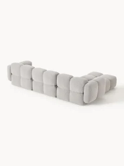 Clearance Sofá modular en tejido bouclé con reposapiés Tayla (4 plazas) Sofás Rinconeras|Sofás