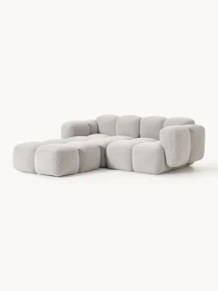 New Sofá modular en tejido bouclé con reposapiés Tayla (3 plazas) Sofás Rinconeras|Sofás