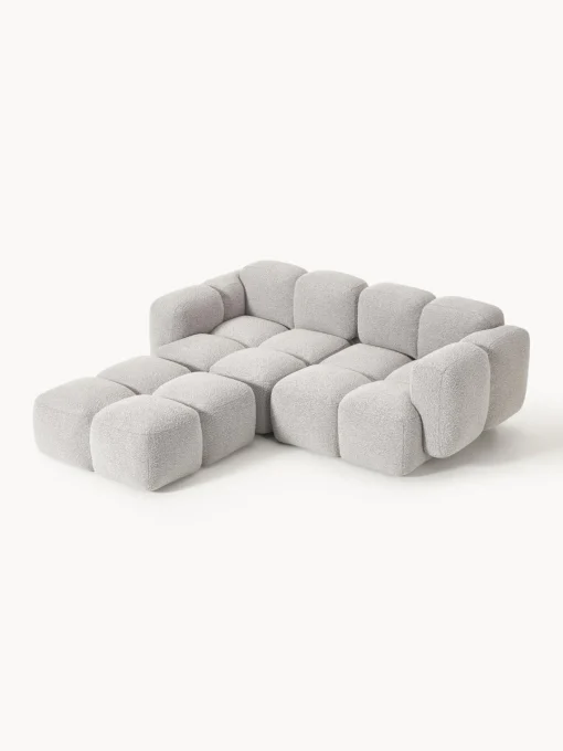 New Sofá modular en tejido bouclé con reposapiés Tayla (3 plazas) Sofás Rinconeras|Sofás