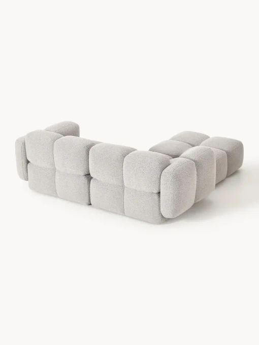 New Sofá modular en tejido bouclé con reposapiés Tayla (3 plazas) Sofás Rinconeras|Sofás