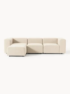 Sofás Rinconeras|Sofás>Westwing Collection Sofá modular en tejido bouclé con reposapiés izquierdo/derecho Lena (4 plazas) Bouclé beige