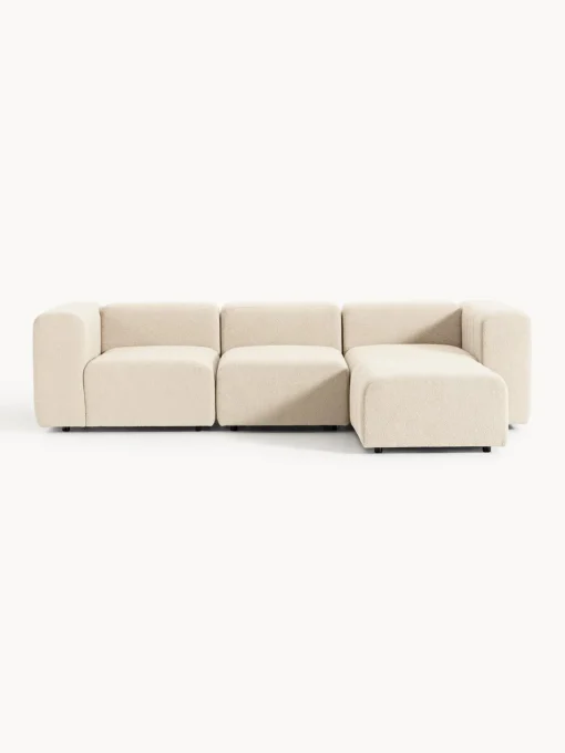 Sofás Rinconeras|Sofás>Westwing Collection Sofá modular en tejido bouclé con reposapiés izquierdo/derecho Lena (4 plazas) Bouclé beige
