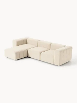 Sofás Rinconeras|Sofás></noscript>Westwing Collection Sofá modular en tejido bouclé con reposapiés izquierdo/derecho Lena (4 plazas) Bouclé beige