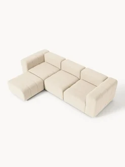 Sofás Rinconeras|Sofás></noscript>Westwing Collection Sofá modular en tejido bouclé con reposapiés izquierdo/derecho Lena (4 plazas) Bouclé beige