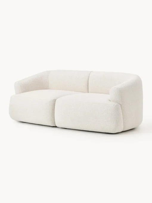 Sofás 2 Plazas|Sofás>Westwing Collection Sofá modular en tejido bouclé Sofia (2 plazas) Bouclé jaspeado, blanco crema