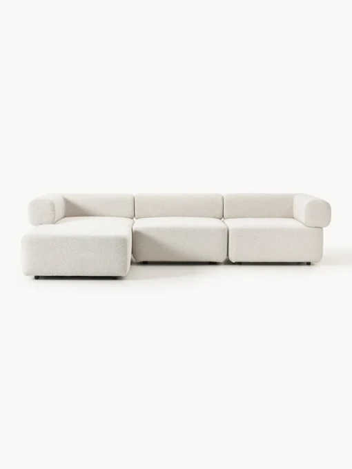 Discount Sofá modular en tejido bouclé Anton (4 plazas), con reposapiés (izquierda/derecha) Sofás