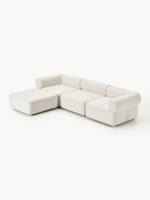 Discount Sofá modular en tejido bouclé Anton (4 plazas), con reposapiés (izquierda/derecha) Sofás