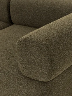Sofás></noscript>Westwing Collection Sofá modular en tejido bouclé Anton (4 plazas), con reposapiés (izquierda/derecha) Bouclé verde oliva