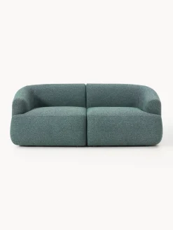 Sofás 2 Plazas|Sofás>Westwing Collection Sofá modular en tejido bouclé Sofia (2 plazas) Bouclé azul petróleo mélange