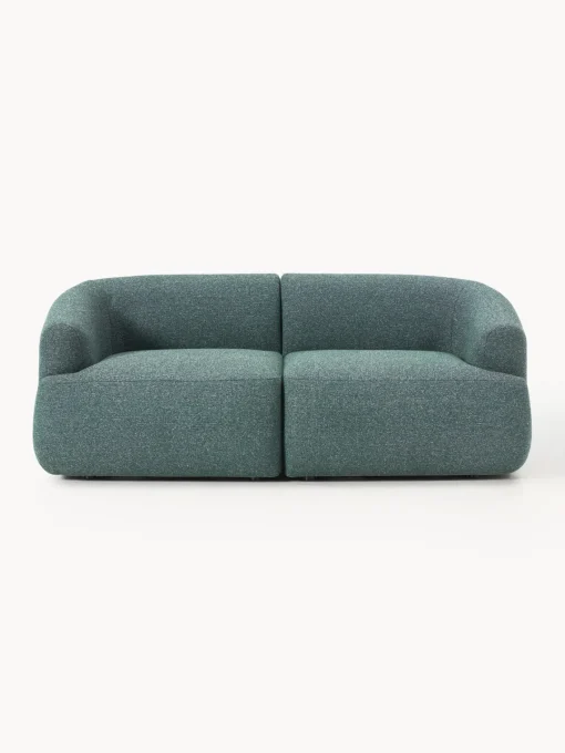 Sofás 2 Plazas|Sofás>Westwing Collection Sofá modular en tejido bouclé Sofia (2 plazas) Bouclé azul petróleo mélange