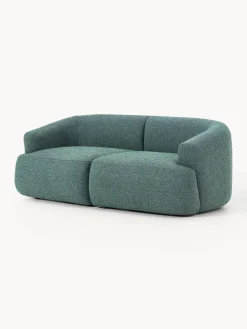 Sofás 2 Plazas|Sofás></noscript>Westwing Collection Sofá modular en tejido bouclé Sofia (2 plazas) Bouclé azul petróleo mélange