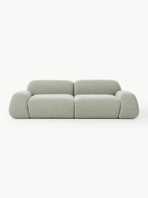Sofás 3 Plazas|Sofás>Westwing Collection Sofá modular en tejido bouclé Wolke (3 plazas) Bouclé verde salvia