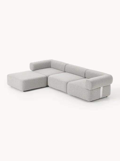 Discount Sofá modular en tejido bouclé Anton (4 plazas), con reposapiés (izquierda/derecha) Sofás