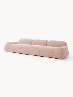 Sofás 3 Plazas|Sofás></noscript>Westwing Collection Sofá modular Wolke (4 plazas) Tejido de terciopelo rosa claro