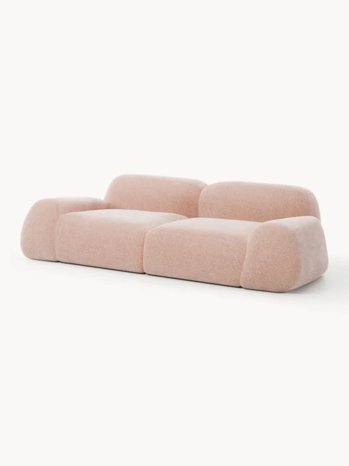 Sofás 3 Plazas|Sofás>Westwing Collection Sofá modular Wolke (3 plazas) Tejido de terciopelo rosa claro